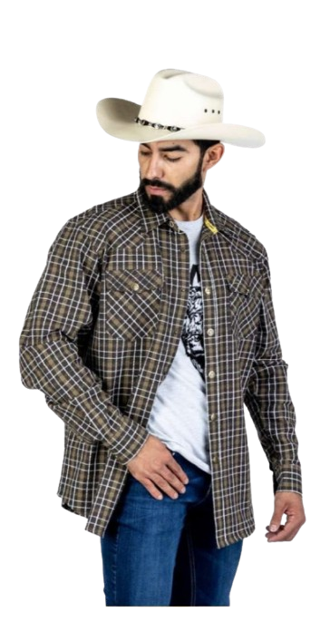 Camisola Vaquera para Hombre Manga Larga Cafe